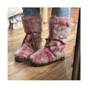 Bebe Rabbit Fur Pink Boots Size 9 EUC